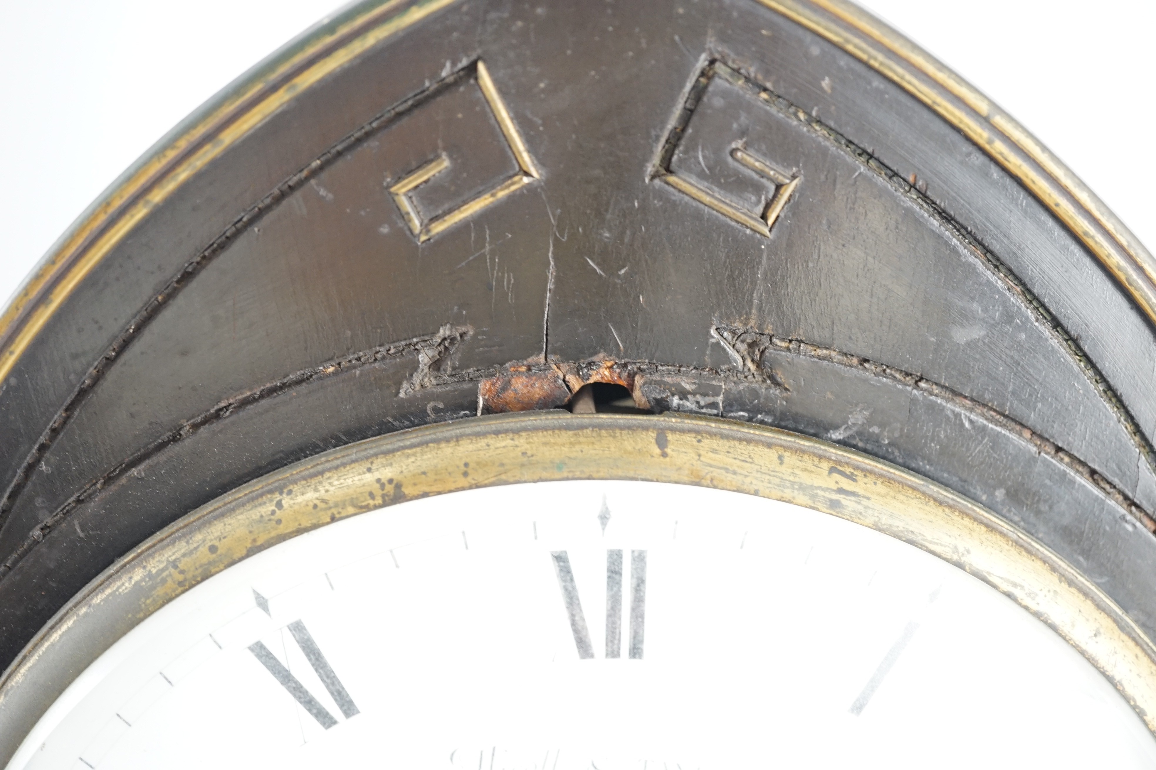 Ellicott & Taylor, Royal Exchange. A Regency lancet shaped ebonised bracket clock, 27cm wide, 15cm deep, 44cm high